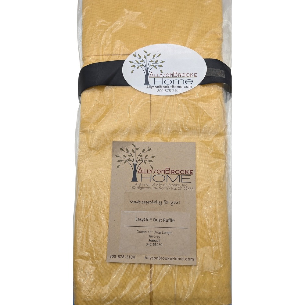 15" Drop Tailored Dust Ruffle Jonquil Yellow Allyson Brooke Home Queen EasyOn